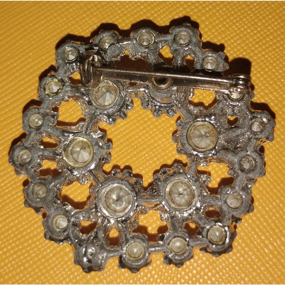 1950s–60s Vintage Aurora Borealis Rhinestone Wreath Brooch - Picture 3 of 3